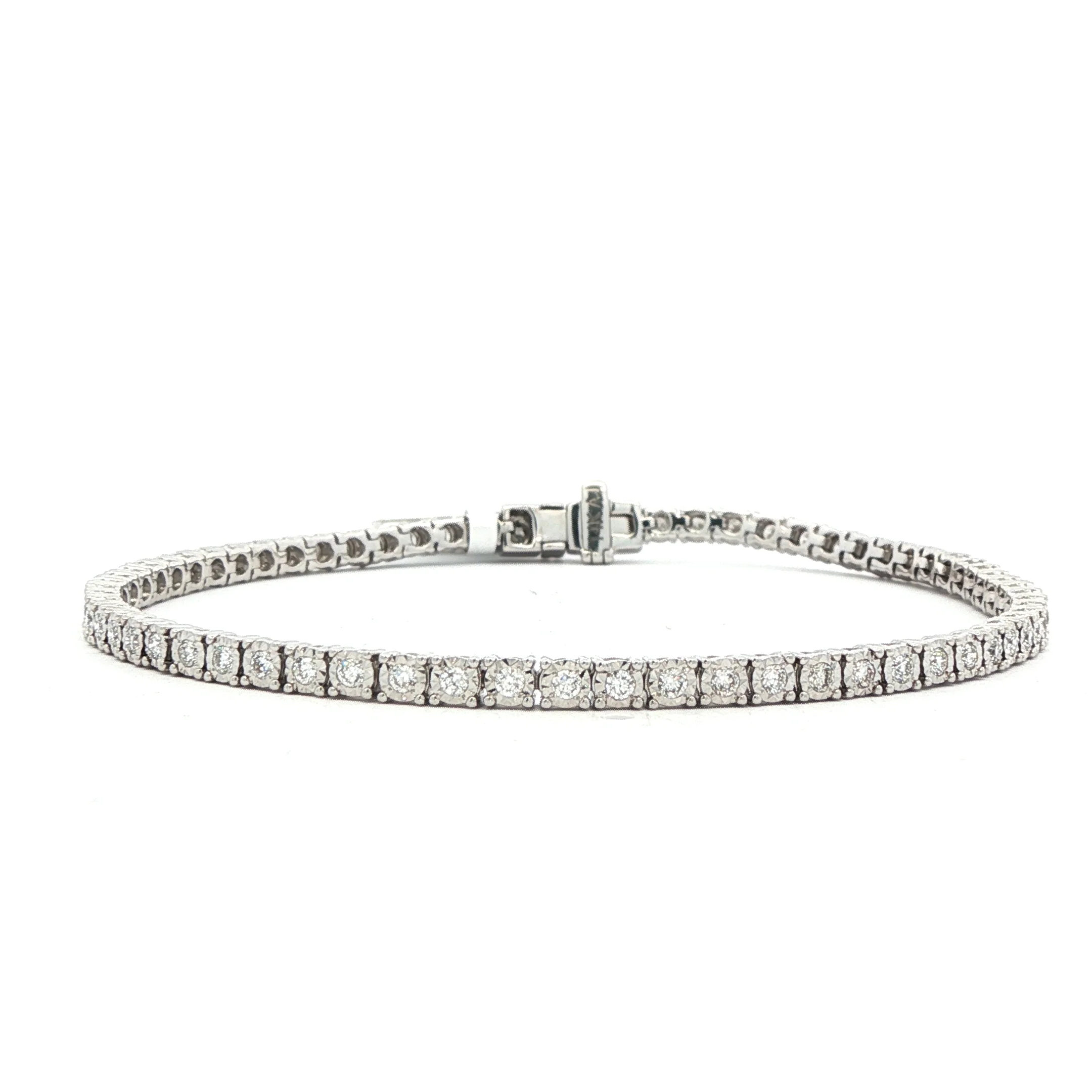 1.00CTW 4-Prong Illusion Tennis Bracelet in 14K Gold - Image 2