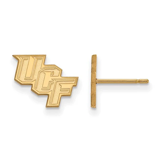 10k Gold LogoArt University of Central Florida U-C-F Extra Small Post Earrings