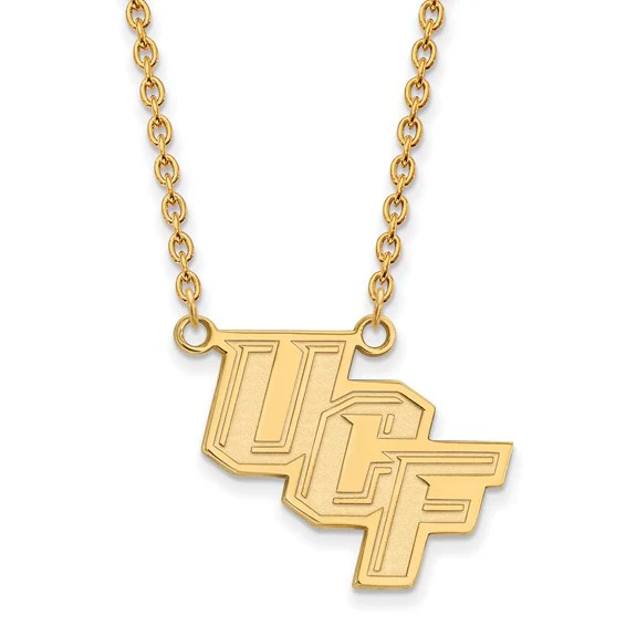 10k Gold LogoArt University of Central Florida U-C-F Large Pendant 18 inch Necklace