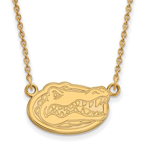 10k Gold LogoArt University of Florida Gator Small Pendant 18 inch Necklace