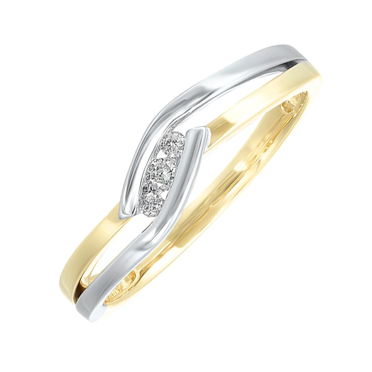 10k Two Tone Diamond Ring 0.06CTW