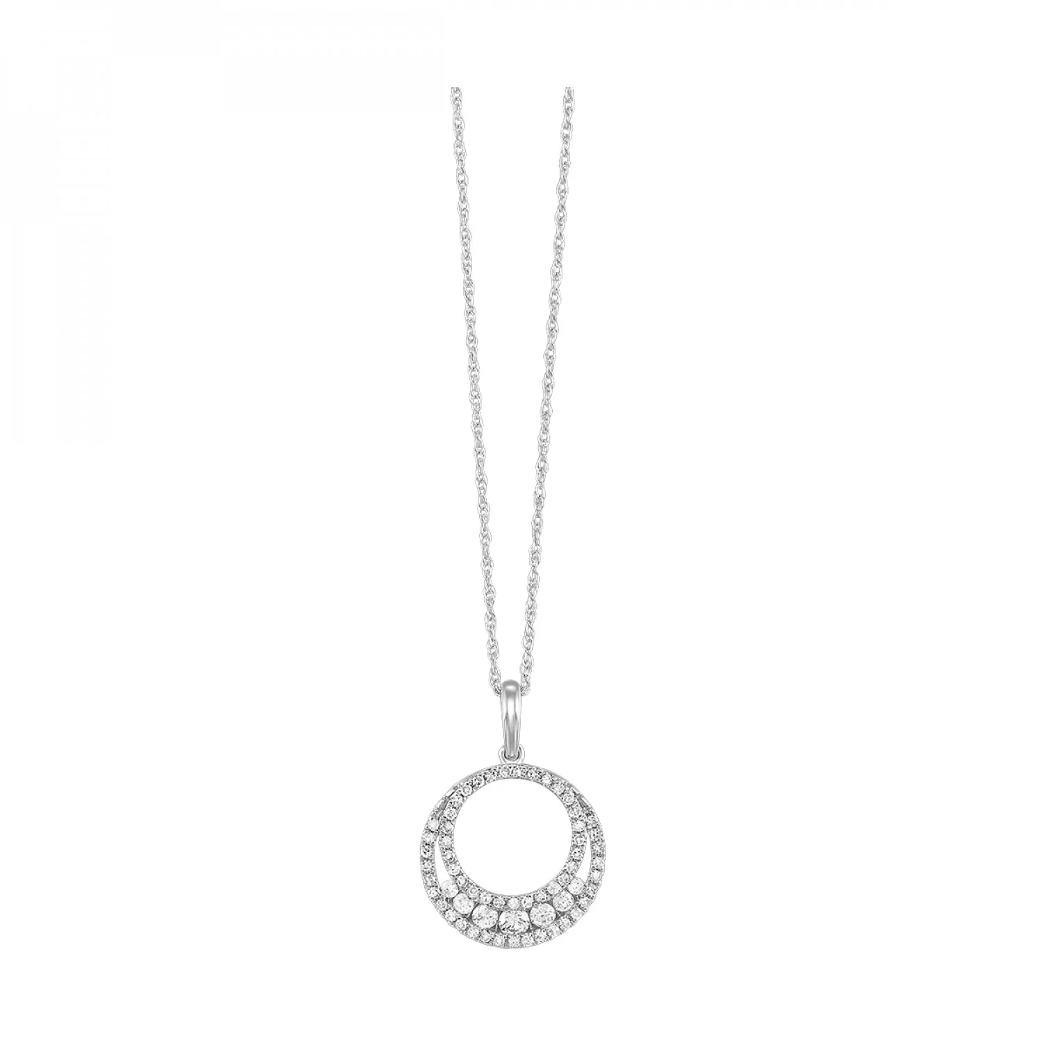 10K White Gold Diamond Circle Pendant 0.25CTW