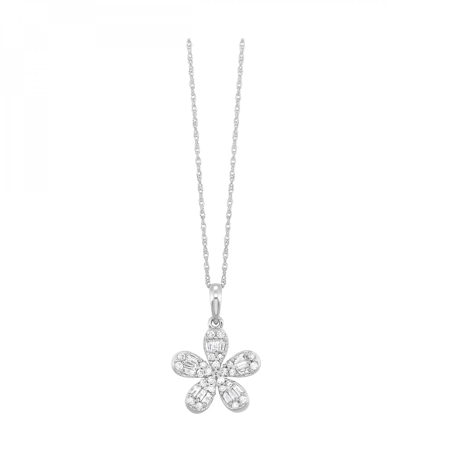10K White Gold Diamond Flower Pendant (0.50 CTW)