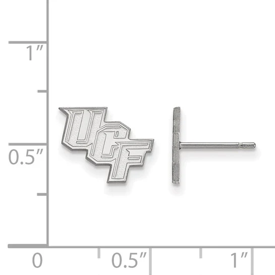10k White Gold LogoArt University of Central Florida U-C-F Extra Small Post Earrings - Image 2