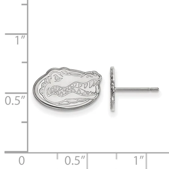 10k White Gold LogoArt University of Florida Gator Extra Small Post Earrings - Image 2