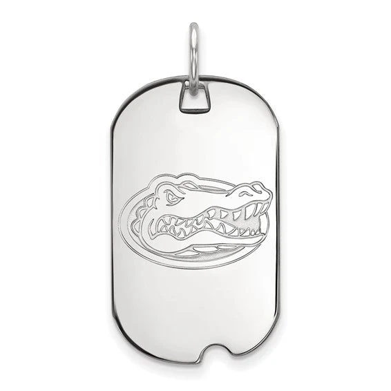 10k White Gold LogoArt University of Florida Gator Large Dog Tag Pendant