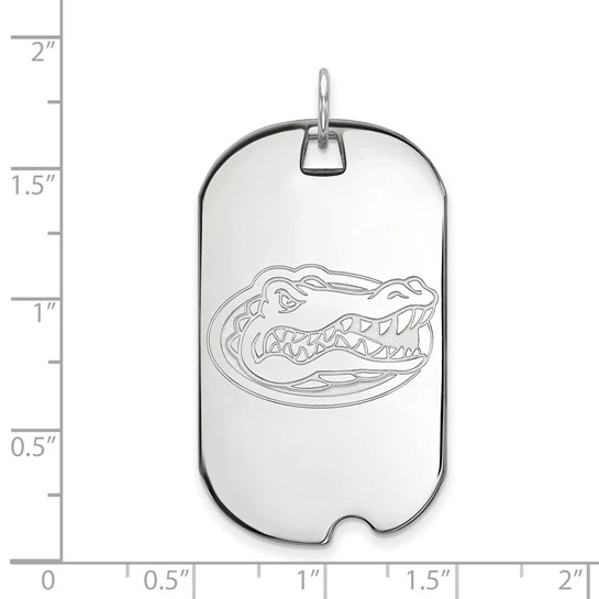 10k White Gold LogoArt University of Florida Gator Large Dog Tag Pendant - Image 2