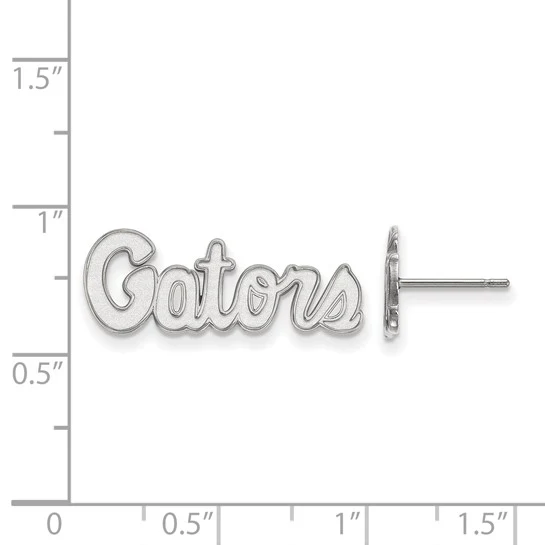 10k White Gold LogoArt University of Florida Gators Script Extra Small Post Earrings - Image 2