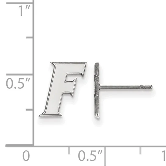 10k White Gold LogoArt University of Florida Letter F Extra Small Post Earrings - Image 2