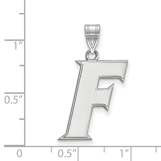 10k White Gold LogoArt University of Florida Letter F Large Pendant - Image 2