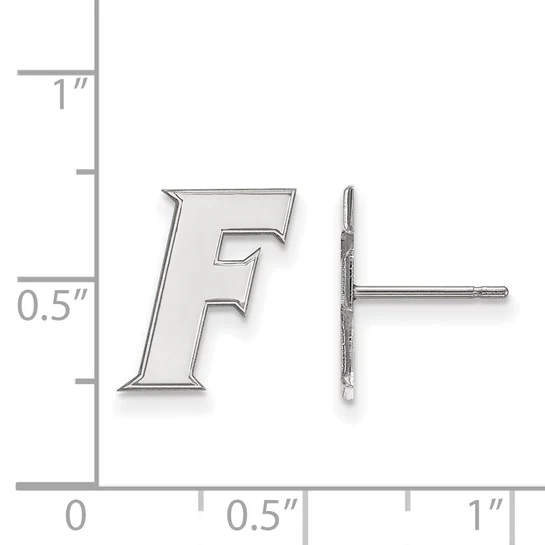 10k White Gold LogoArt University of Florida Letter F Small Post Earrings - Image 2