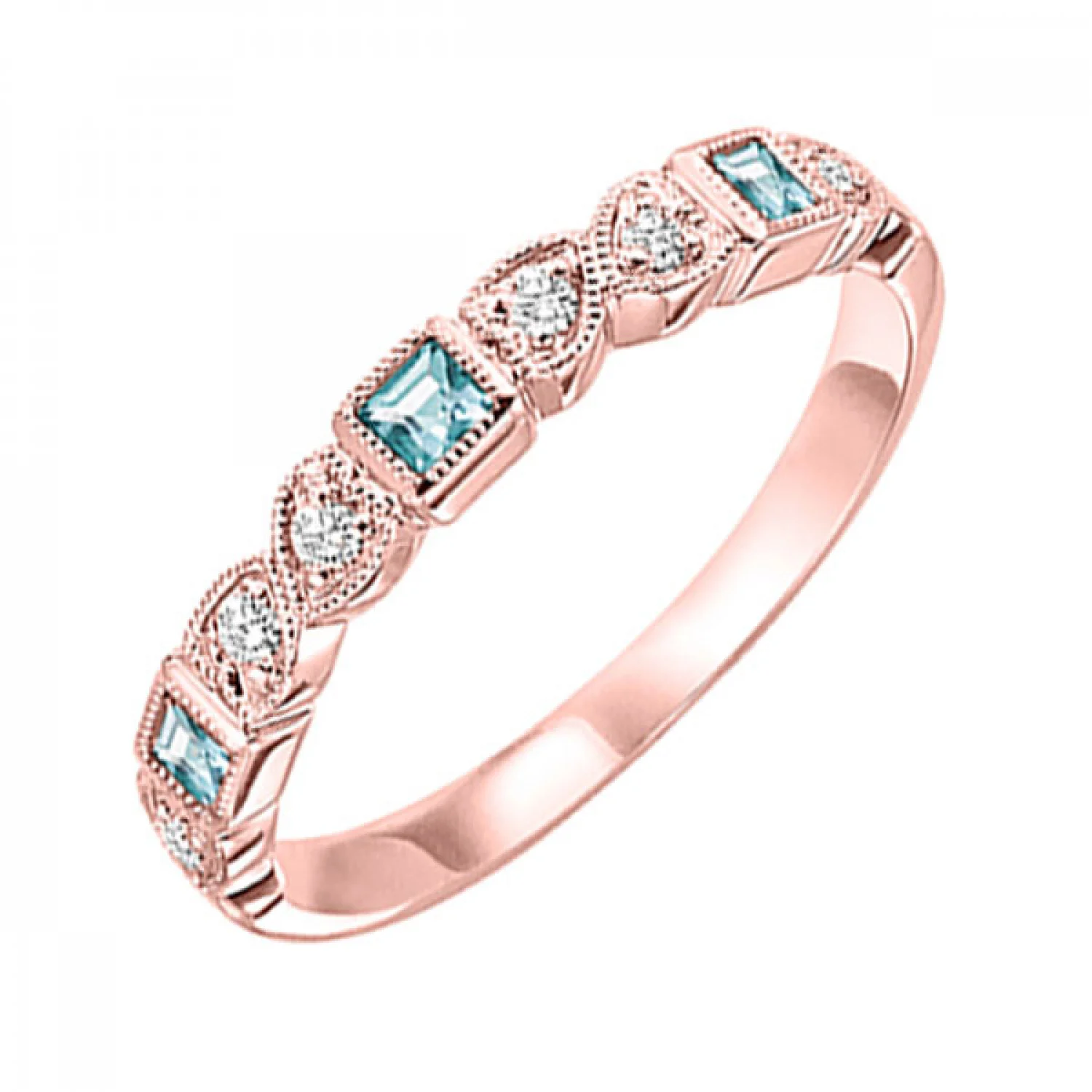 10K Gold Stackable Blue Topaz Band - Image 3