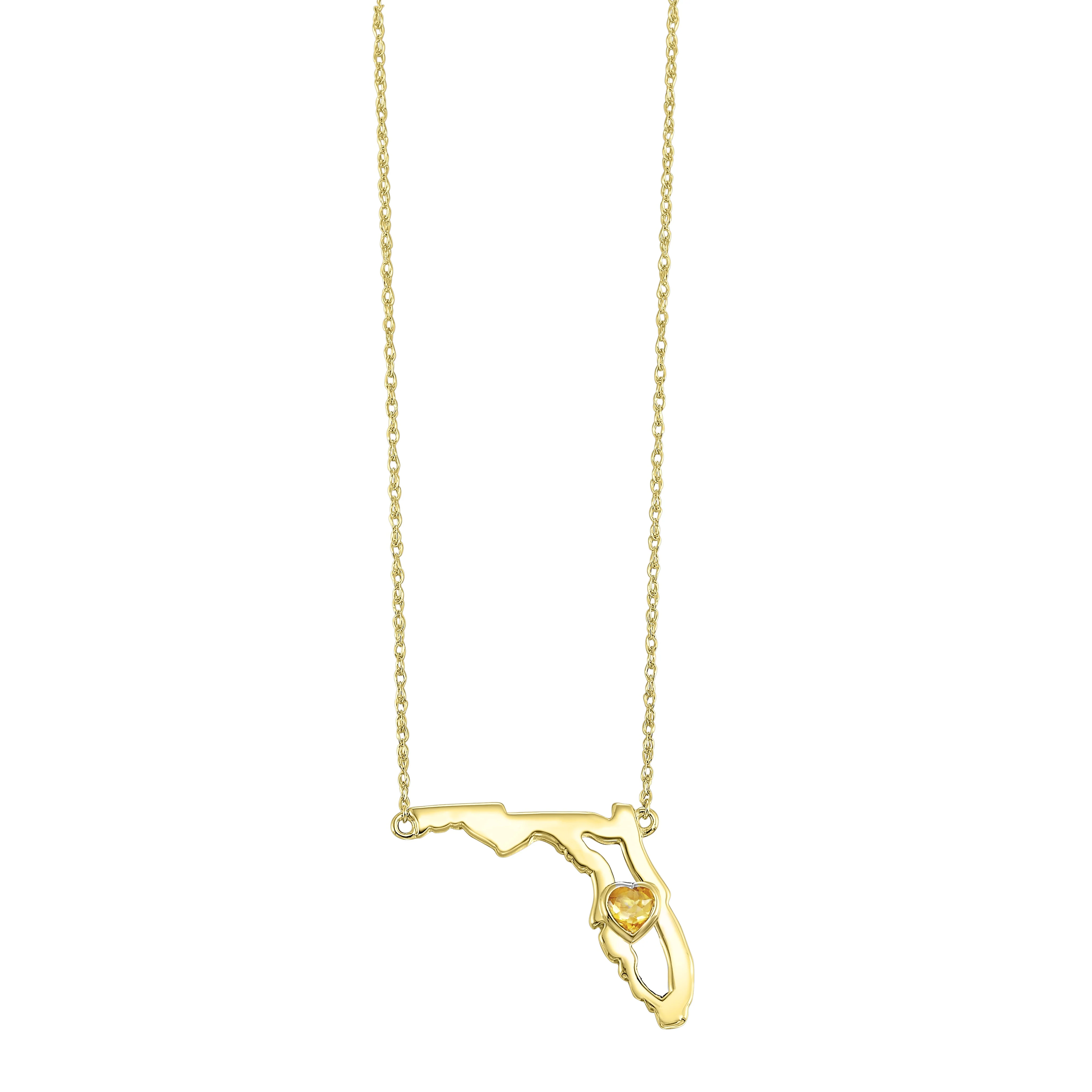 14K Citrine Heart in Florida Necklace
