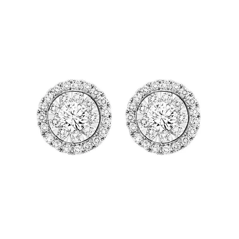 14K Diamond Halo Earrings