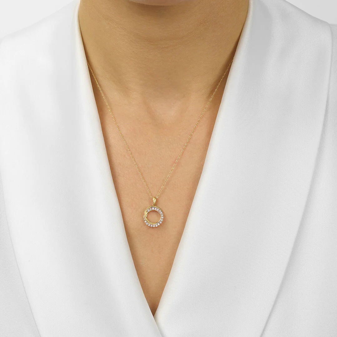 10K Yellow Gold and Diamond Circle of Love Pendant (0.10 CTW) - Image 2