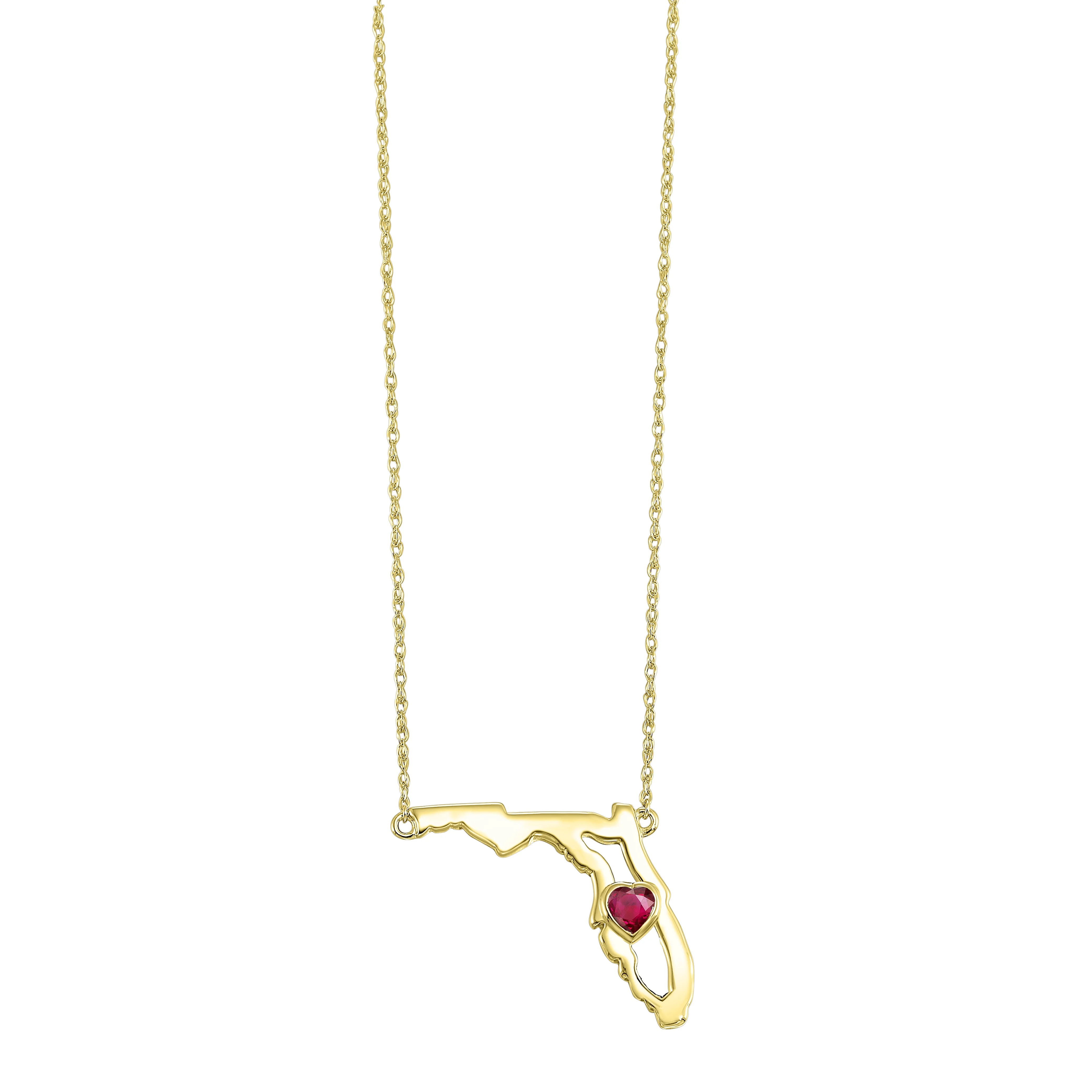 14K Garnet Heart in Florida Necklace