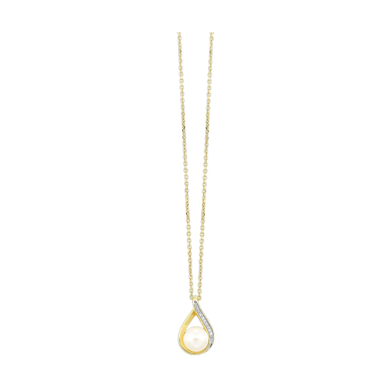 14k Gold Diamond Pearl Pendant