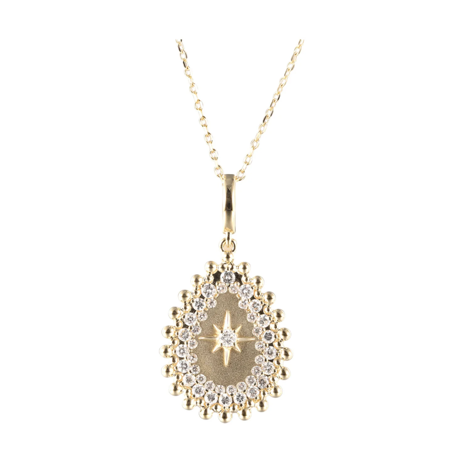14k Gold Diamond Pear Shaped Shield Pendant (0.50CTW)