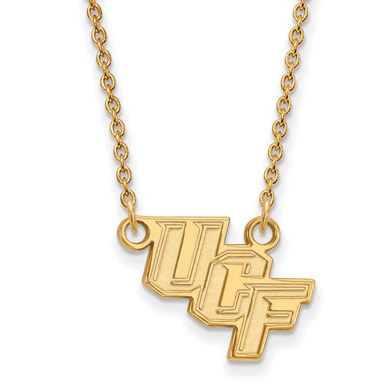 14k Yellow Gold LogoArt University of Central Florida U-C-F Small Pendant 18 inch Necklace