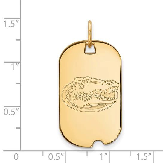 14k Gold LogoArt University of Florida Gator Small Dog Tag Pendant - Image 2