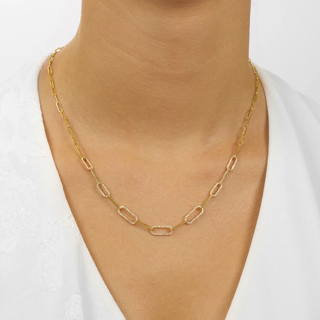14K Paperclip Gold and Diamond Necklace (0.50CTW) - Image 3