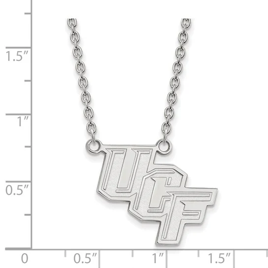 14k White Gold LogoArt University of Central Florida U-C-F Large Pendant 18 inch Necklace - Image 2