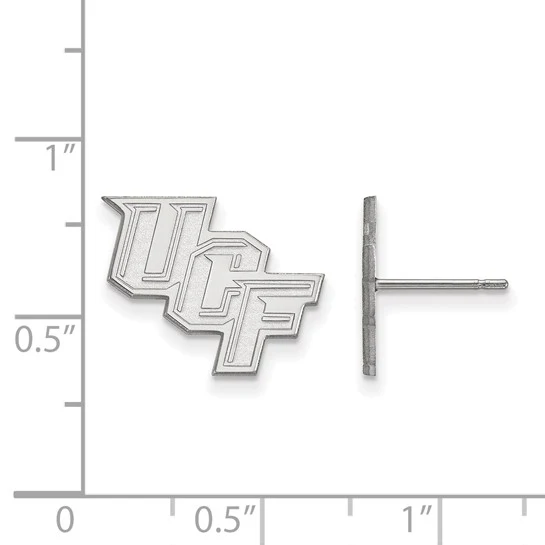 14k White Gold LogoArt University of Central Florida U-C-F Small Post Earrings - Image 2