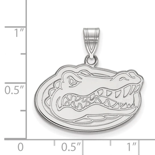 14k White Gold LogoArt University of Florida Gator Medium Pendant - Image 2