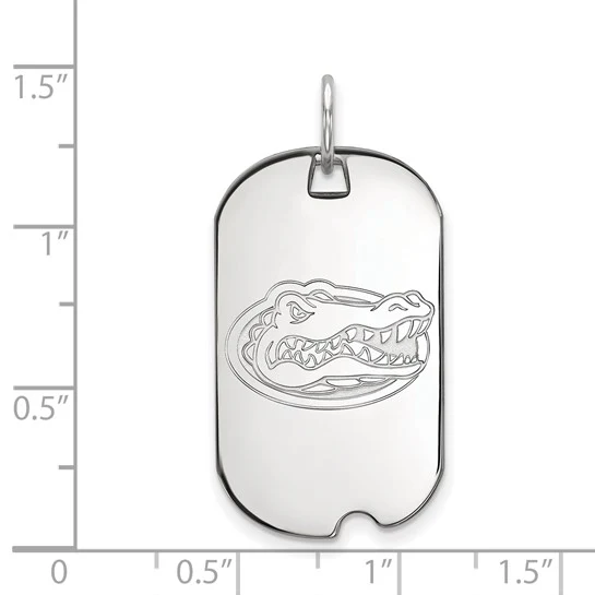 14k White Gold LogoArt University of Florida Gator Small Dog Tag Pendant - Image 2