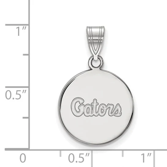 14k White Gold LogoArt University of Florida Gators Script Medium Disc Pendant - Image 2