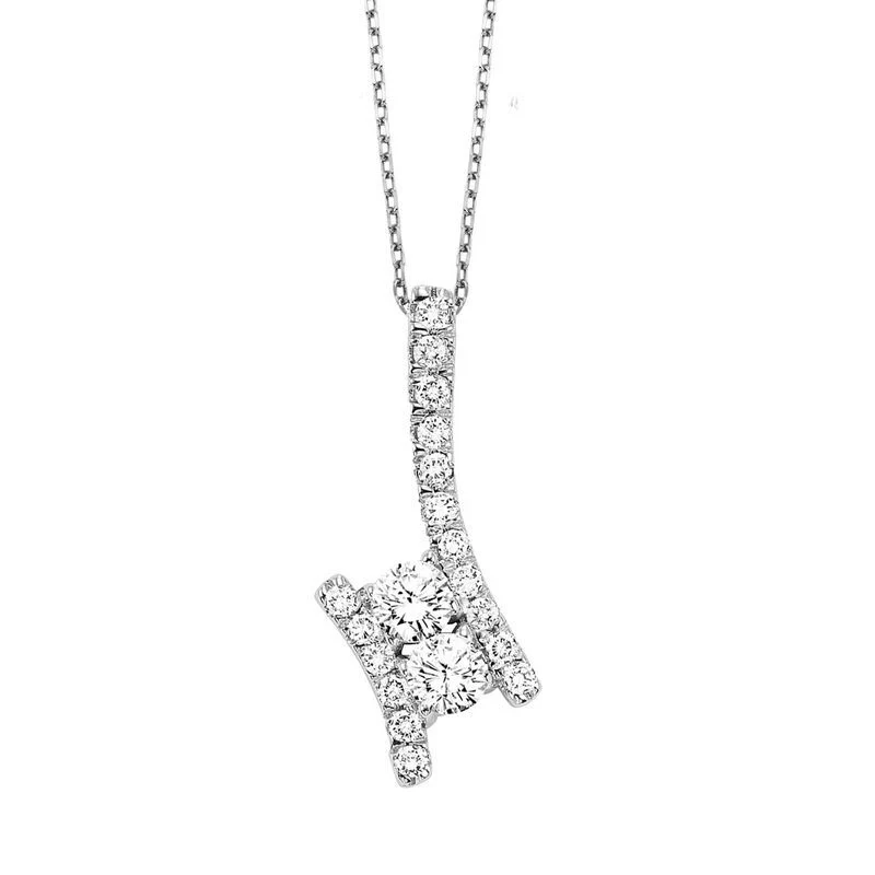 14K White Gold Two Stone Diamond Pendant