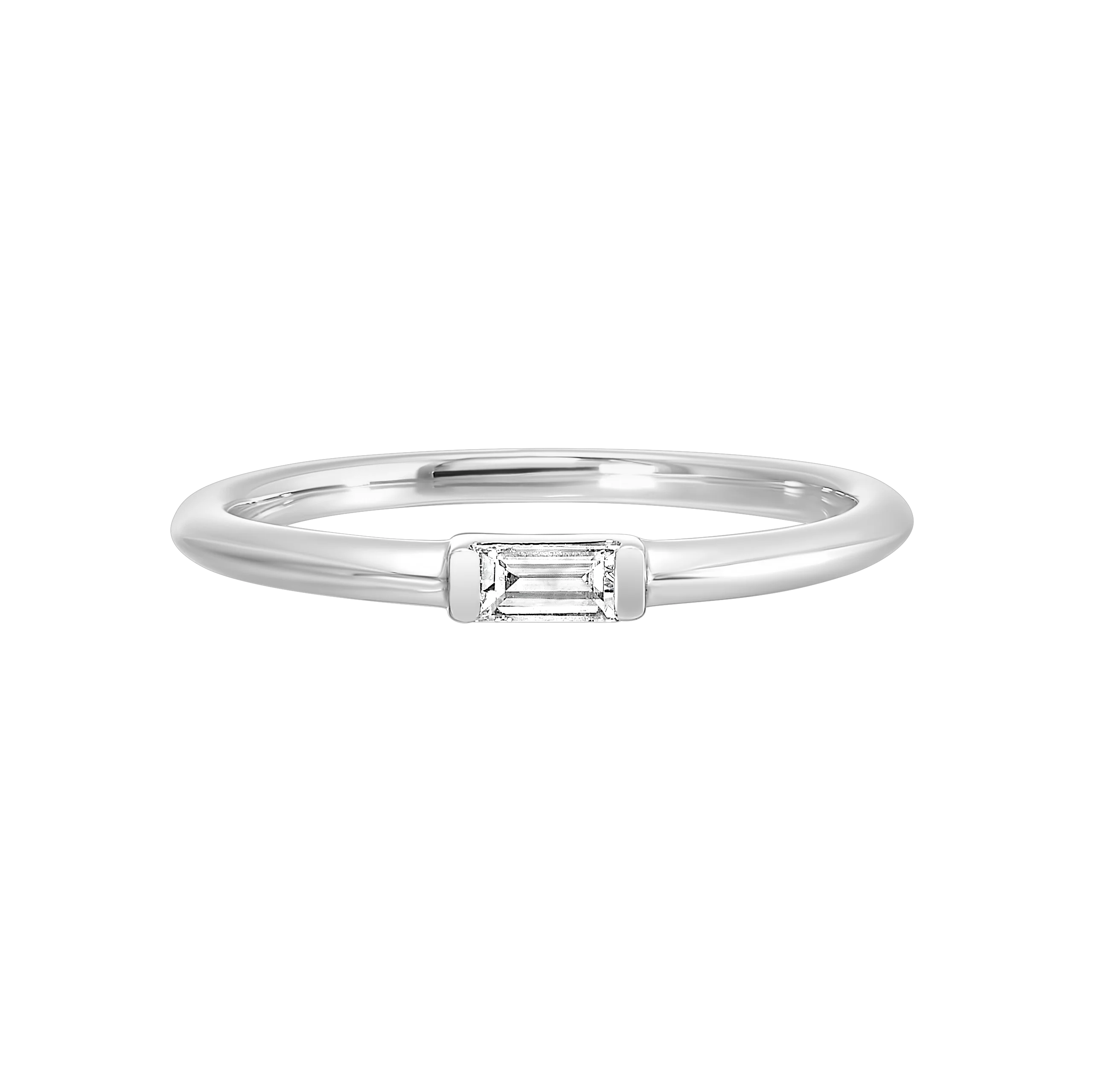 14K White or Yellow Gold Emerald Cut Diamond Stackable Fashion Ring (0.10CTW) - Image 4