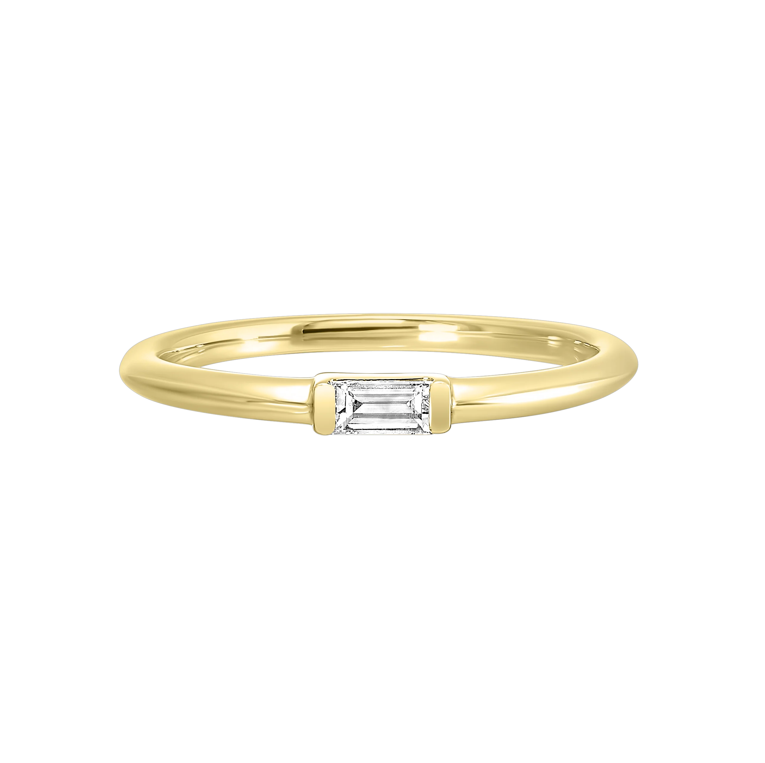 14K White or Yellow Gold Emerald Cut Diamond Stackable Fashion Ring (0.10CTW) - Image 5