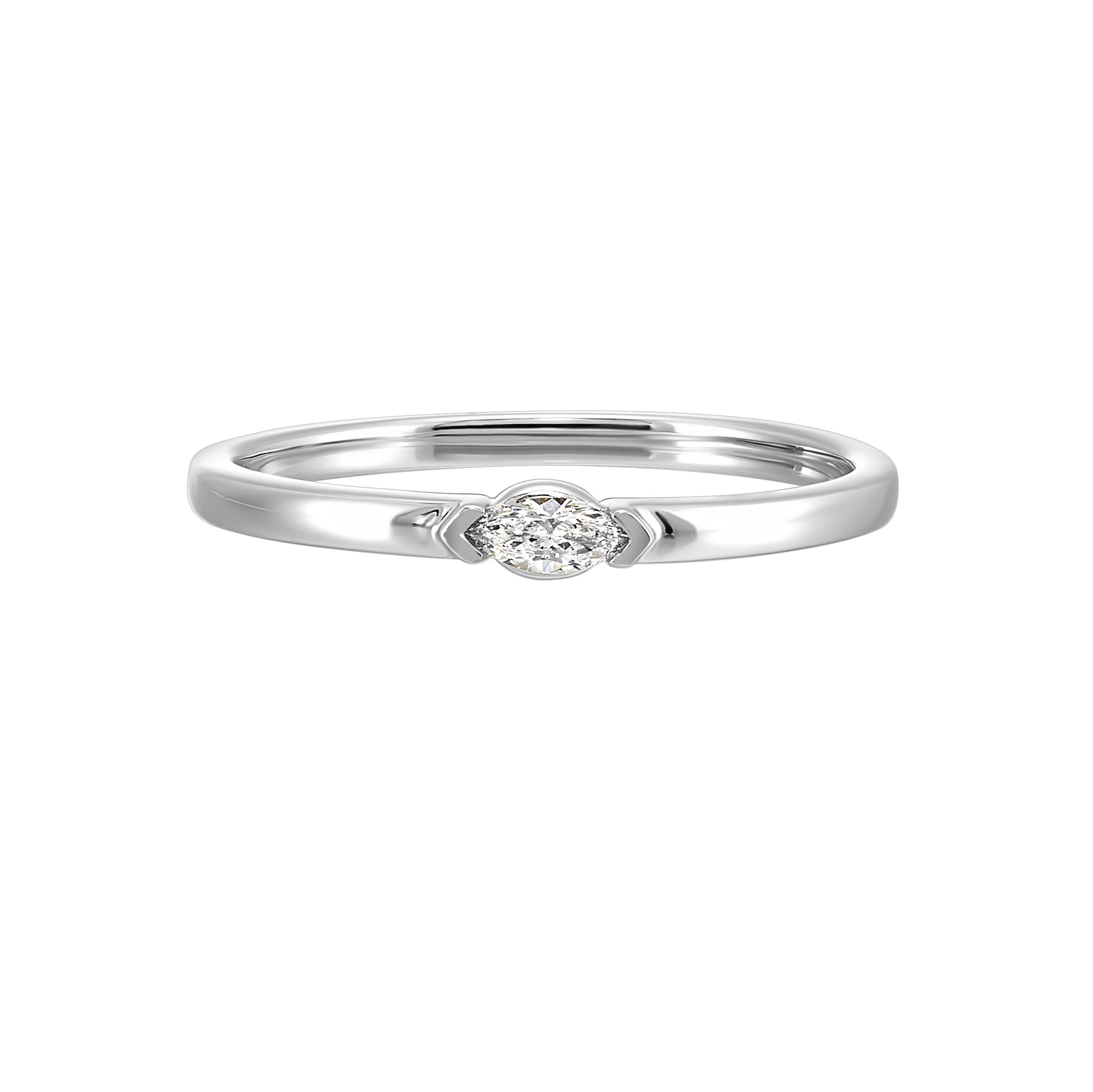 14K White or Yellow Gold Marquise Cut Diamond Stackable Fashion Ring (0.08CTW) - Image 4