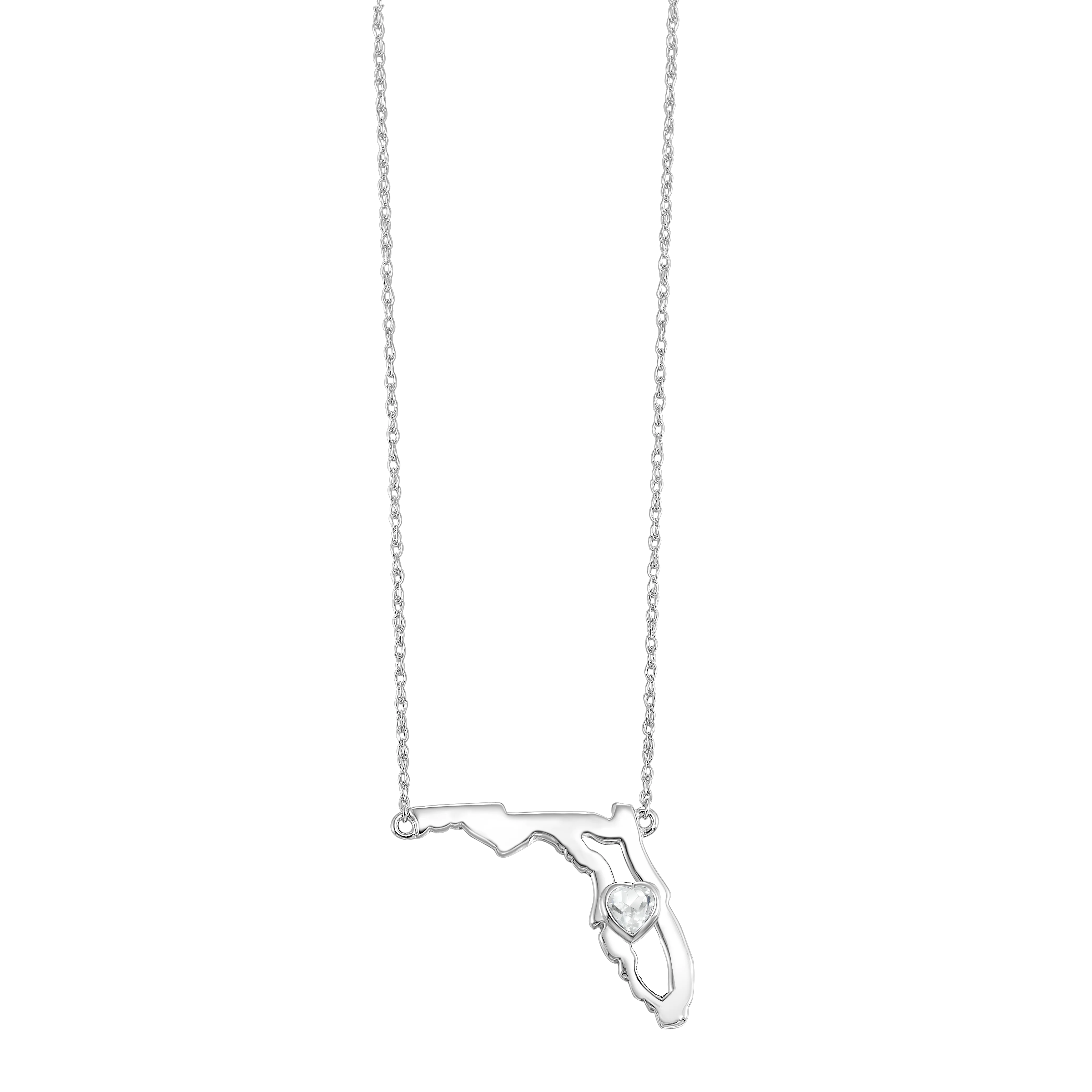 14K White Sapphire Heart in Florida Necklace - Image 2
