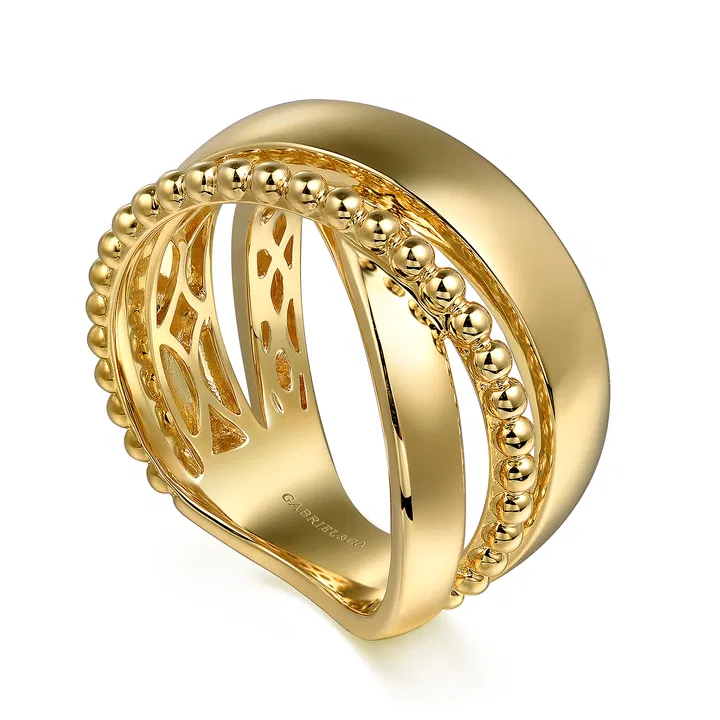 Gabriel & Co. 14K Yellow Gold Bujukan Criss Cross Ring - Image 2