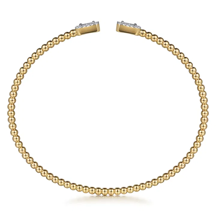 Gabriel & Co. 14K Yellow Gold Bujukan Open Cuff Bracelet with Diamond Baguettes - Image 3