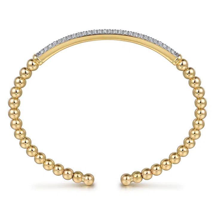 Gabriel & Co. 14K Yellow Gold DiamondPave Bar Bujukan Split Bangle