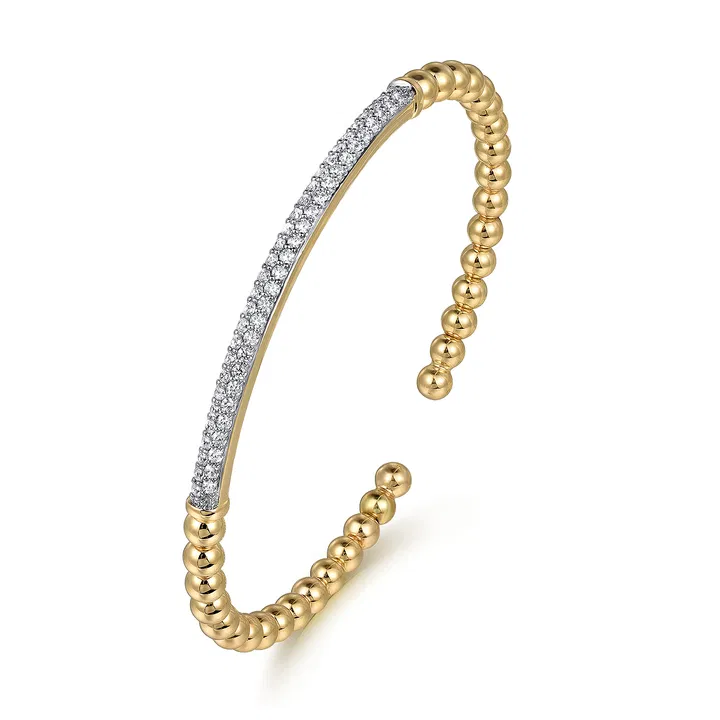 Gabriel & Co. 14K Yellow Gold DiamondPave Bar Bujukan Split Bangle - Image 2