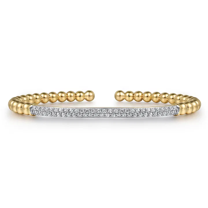 Gabriel & Co. 14K Yellow Gold DiamondPave Bar Bujukan Split Bangle - Image 3