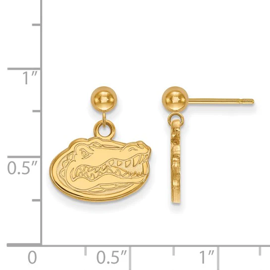 14k Yellow Gold LogoArt University of Florida Dangle Ball Post Earrings - Image 2