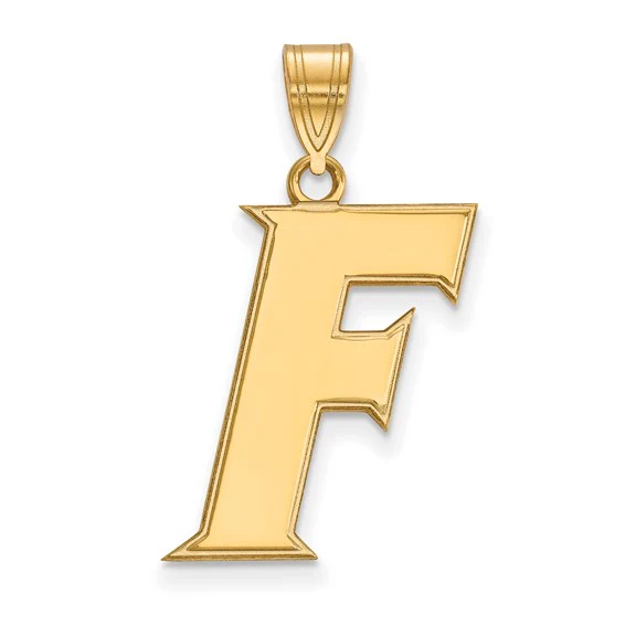14k Yellow Gold LogoArt University of Florida Gator Letter F Large Pendant