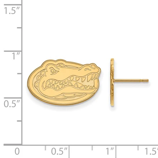 14k Yellow Gold LogoArt University of Florida Gator Small Post Earrings - Image 2