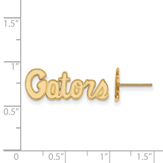 14k Yellow Gold LogoArt University of Florida Gators Script Extra Small Post Earrings - Image 2