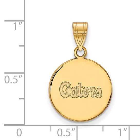 14k Yellow Gold LogoArt University of Florida Gators Script Medium Disc Pendant - Image 2