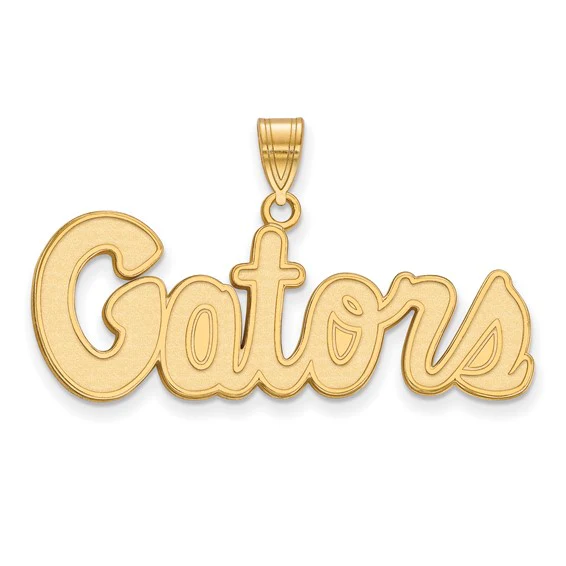14k Yellow Gold LogoArt University of Florida Gators Script Medium Pendant