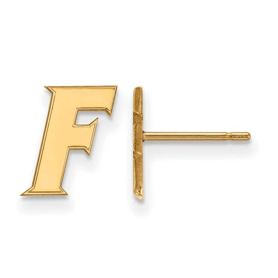 14k Yellow Gold LogoArt University of Florida Letter F Extra Small Post Earrings