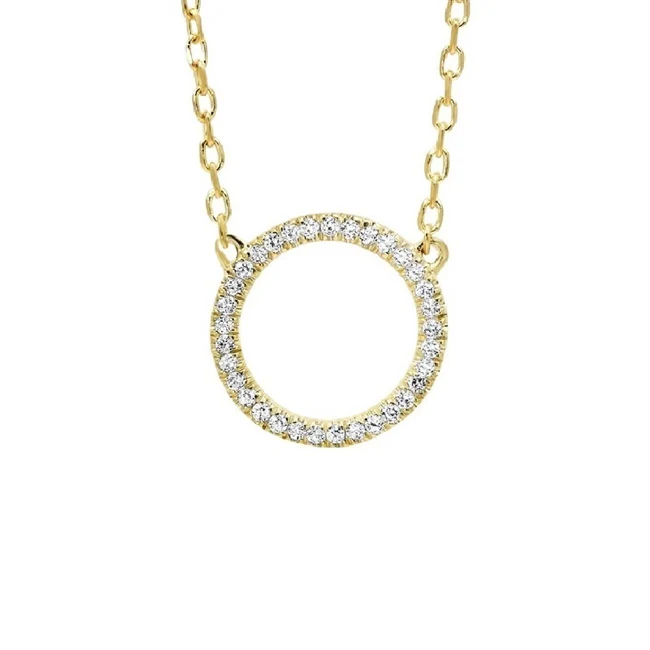 14k Diamond Circle Pendant