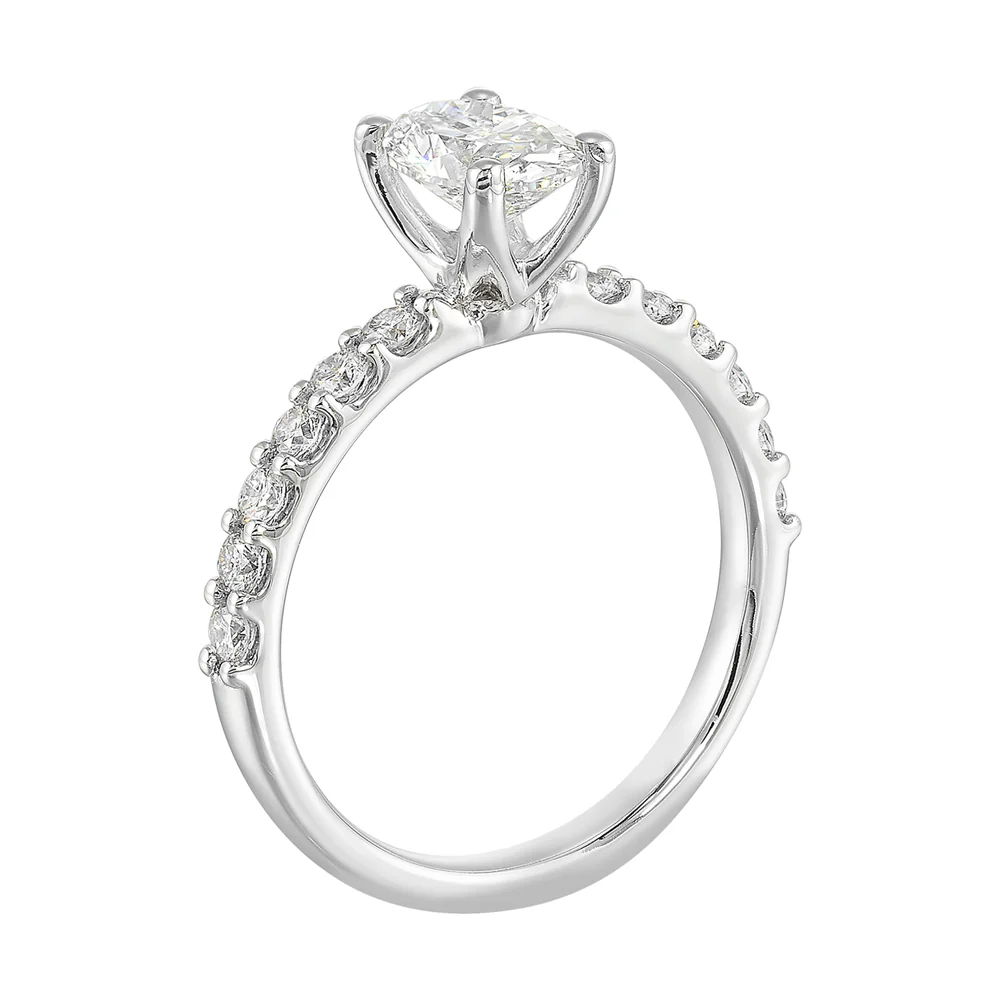 14Kt White Semi Mount 3/8Ctw For 1Ctw Oval Center - Image 3