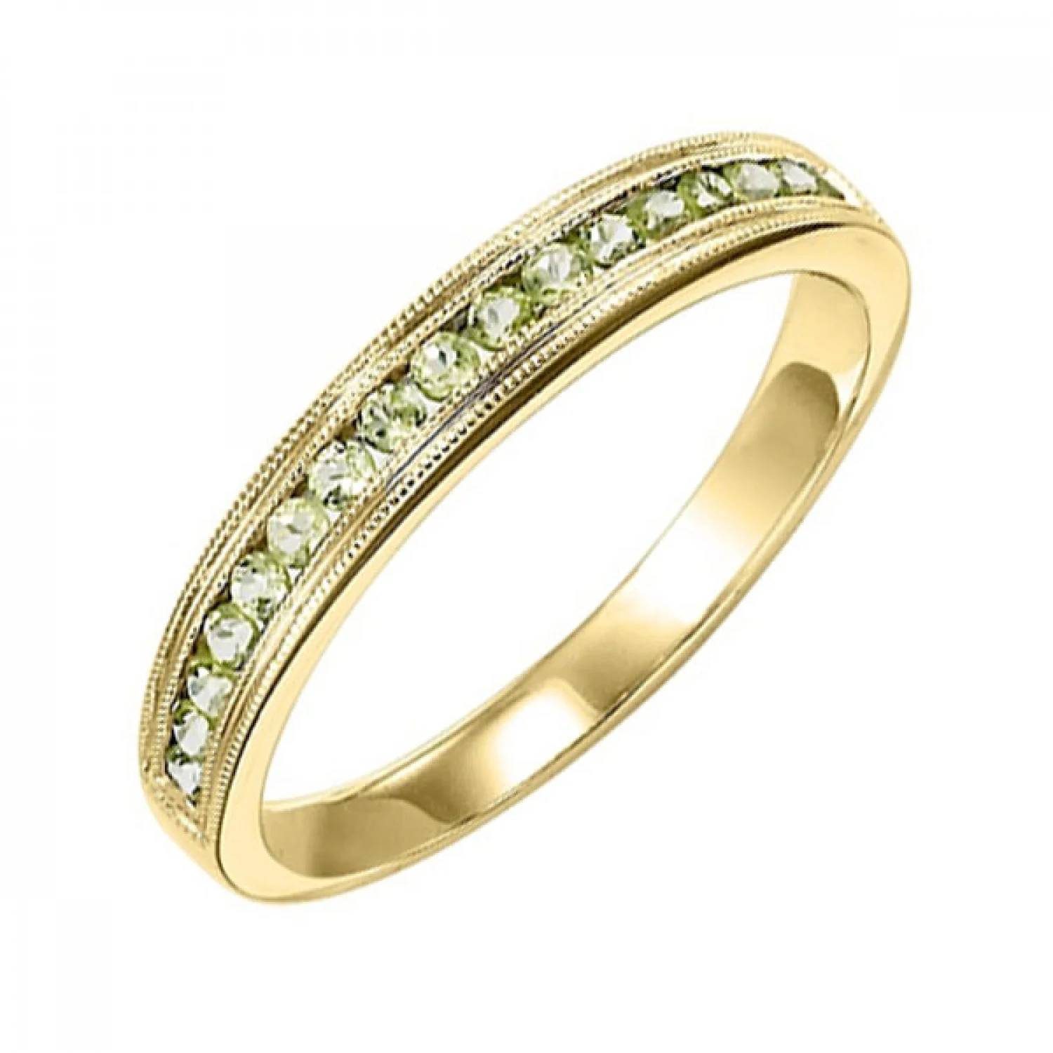 14K Gold Stackable Peridot Band - Image 2